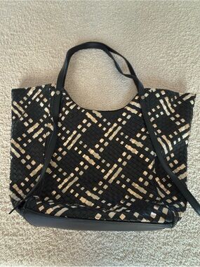 ✨ Anthropologie Cara Woven Tote Bag Black Gold